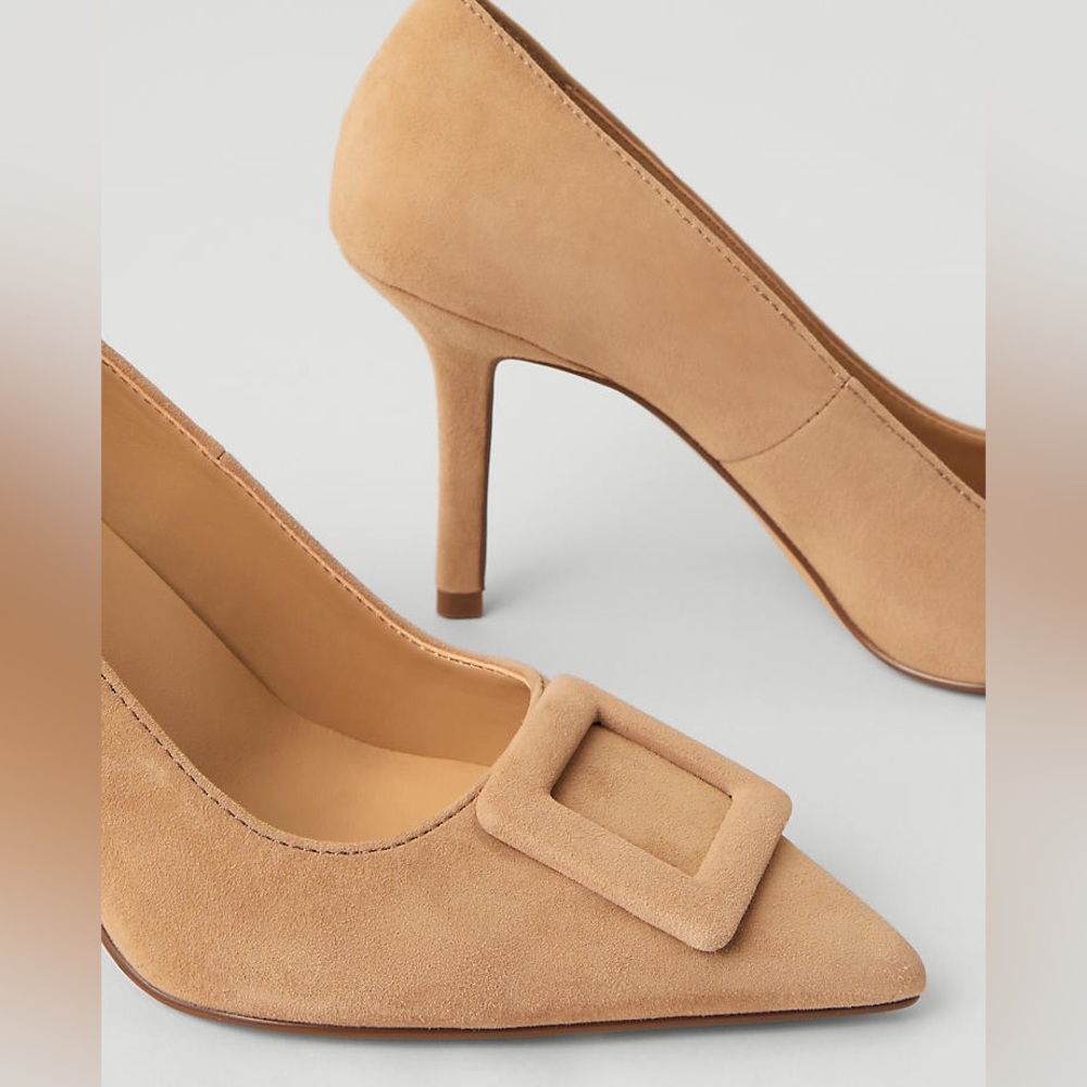 New without tags: Buckle Pointy Toe Suede Pumps - Picture 3 of 4